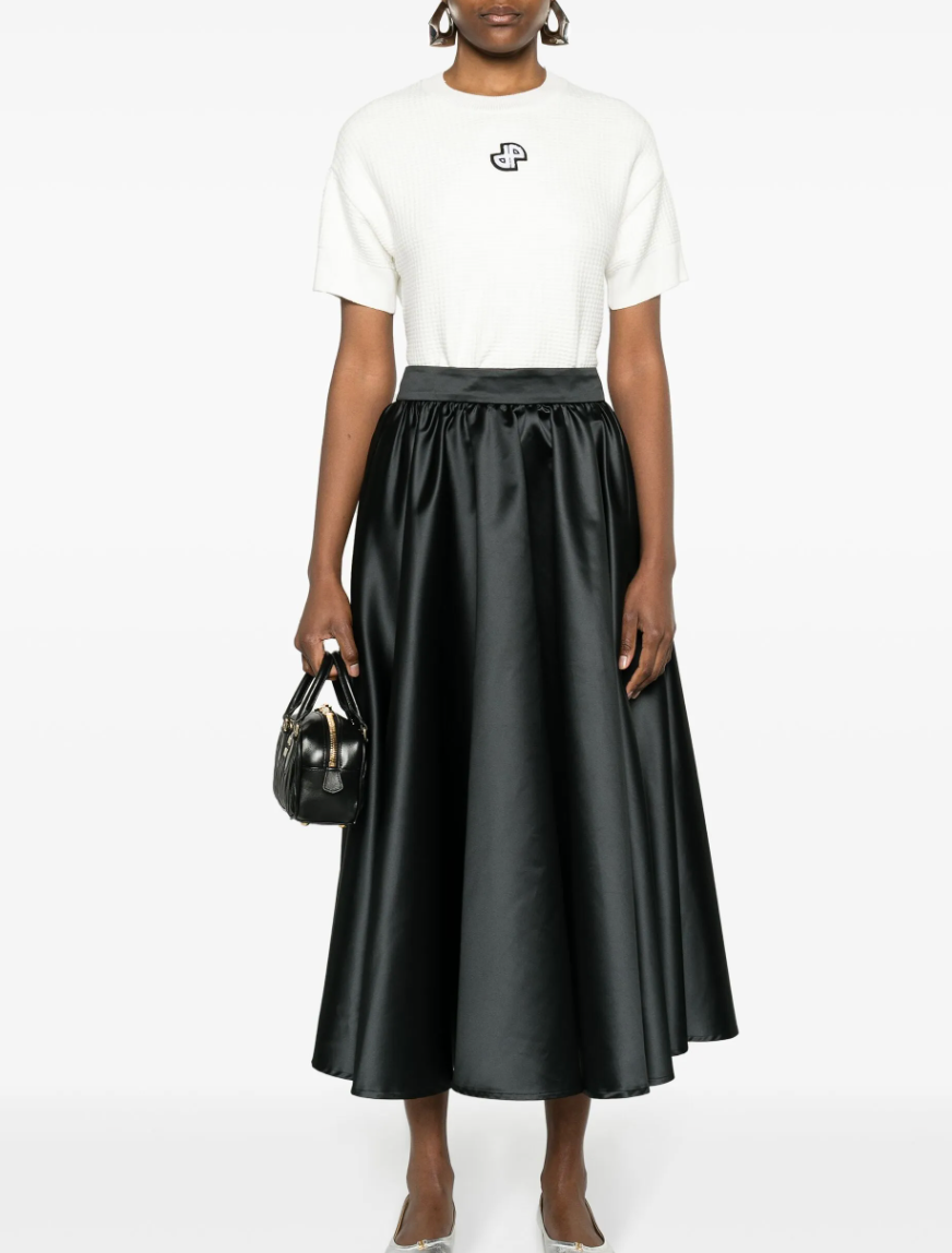 Patou Volume Satin Midi Skirt