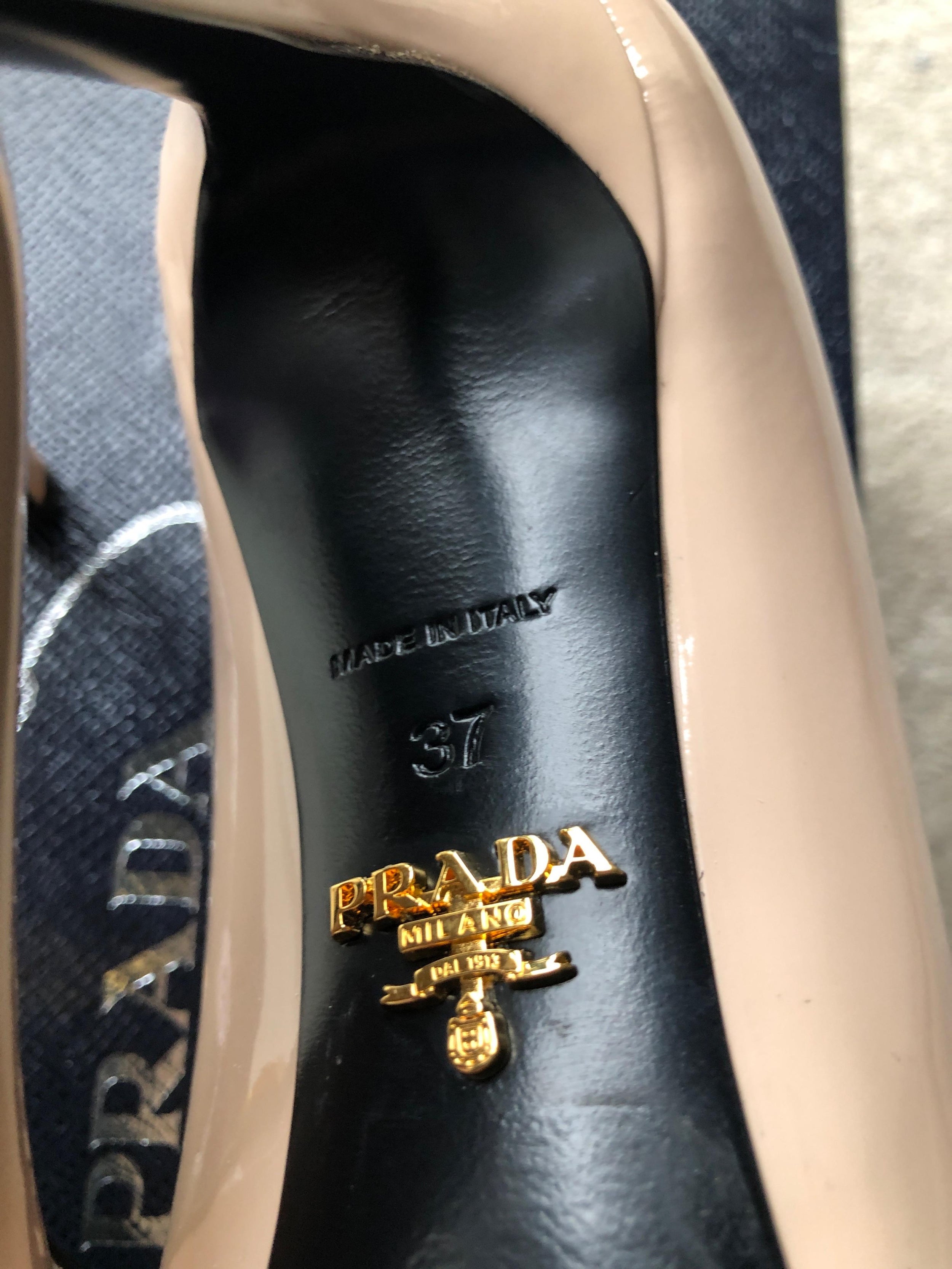 Prada Nude Patent Leather Stiletto Heels