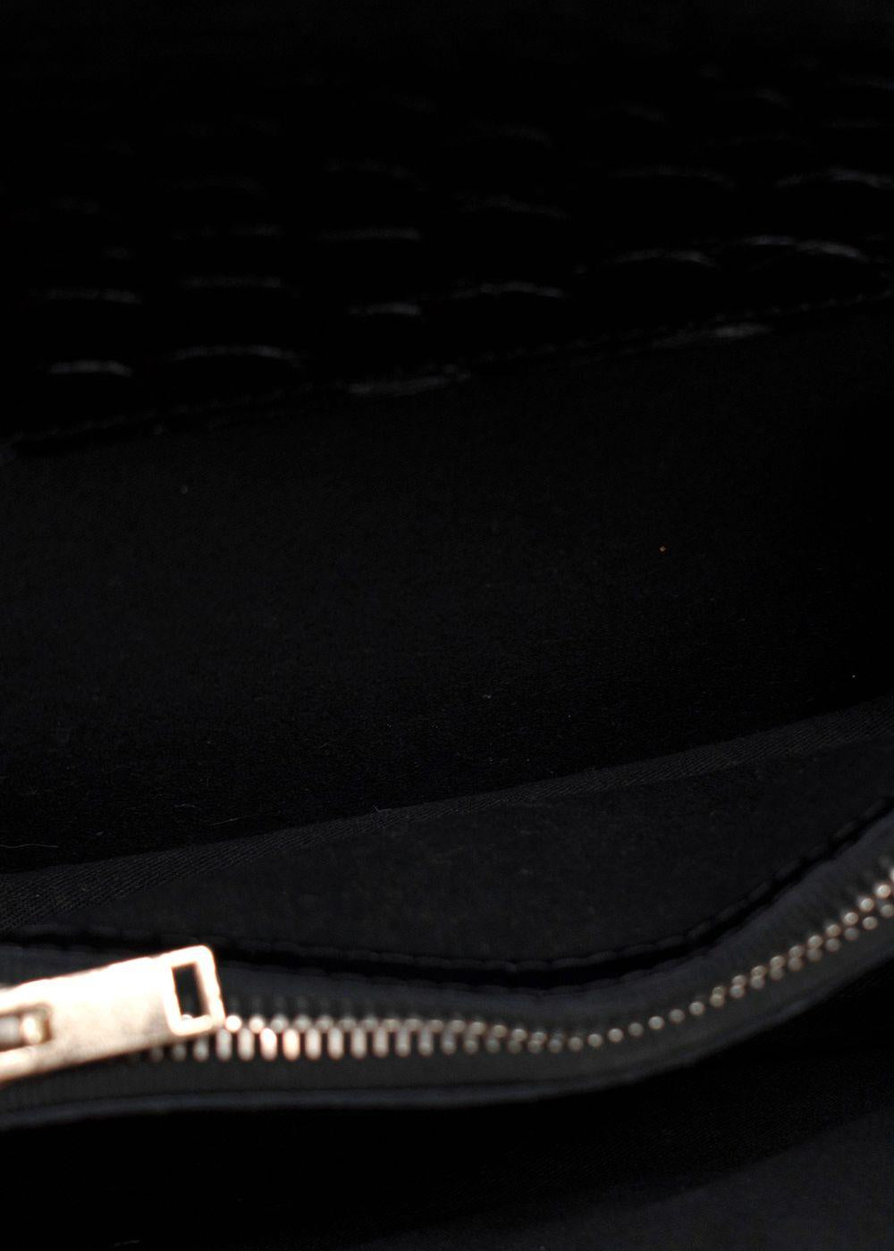 Chylak “Glossy Black Crocodile” Print Crossbody Bag
