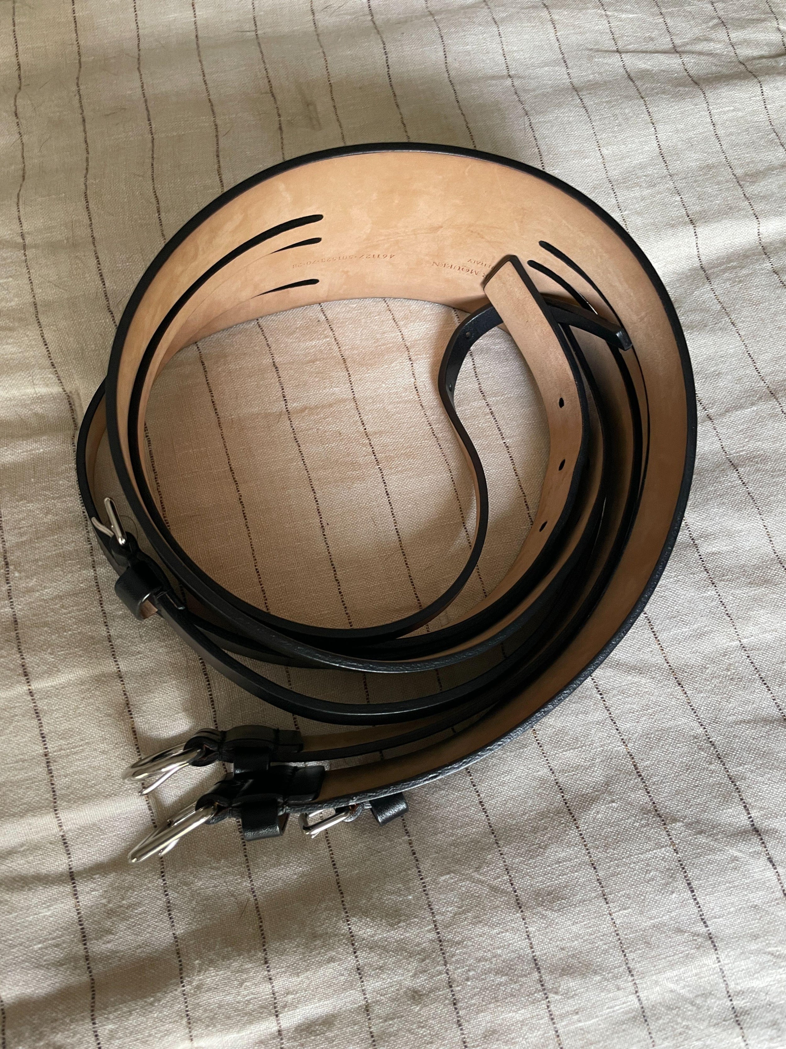 black leather multi-buckle waist belt 70