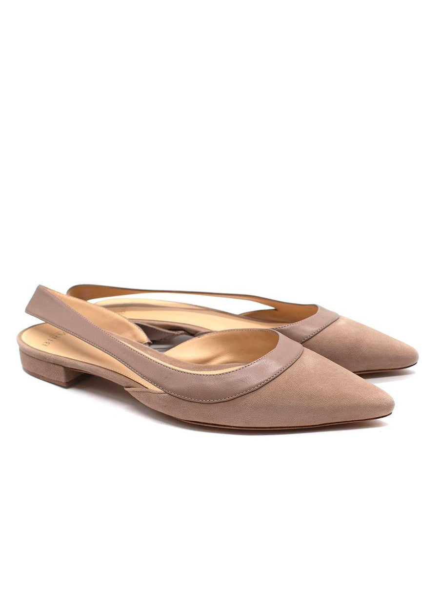 Alexandre Birman Taupe Suede Slingback Flats