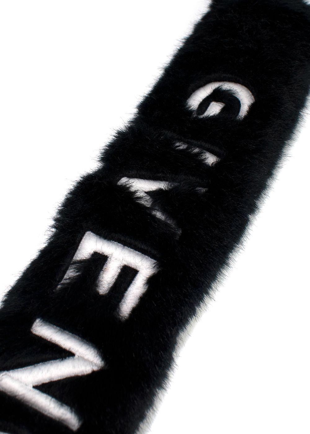 Givenchy Black Faux Fur and Leather Logo Bag Strap