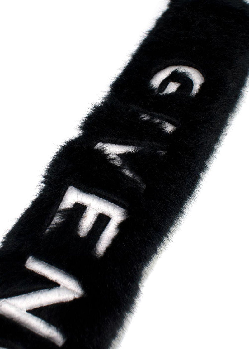 Givenchy Black Faux Fur and Leather Logo Bag Strap