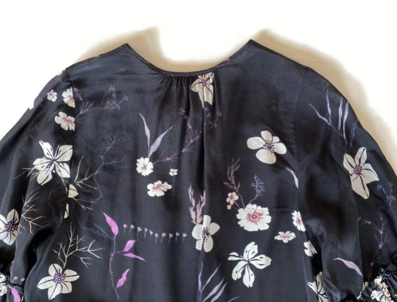 Closed Floral Print Satin Dress