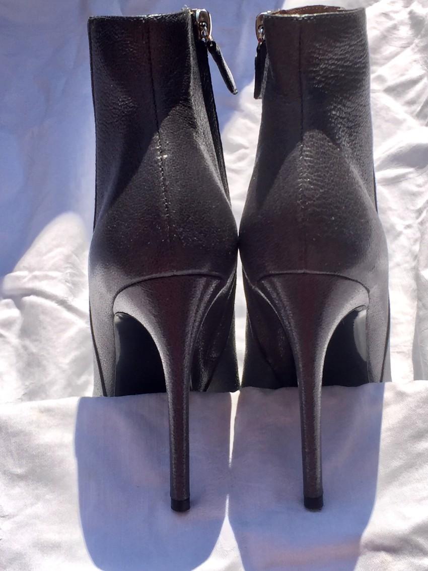 Pollini Metallic Leather Ankle Boots