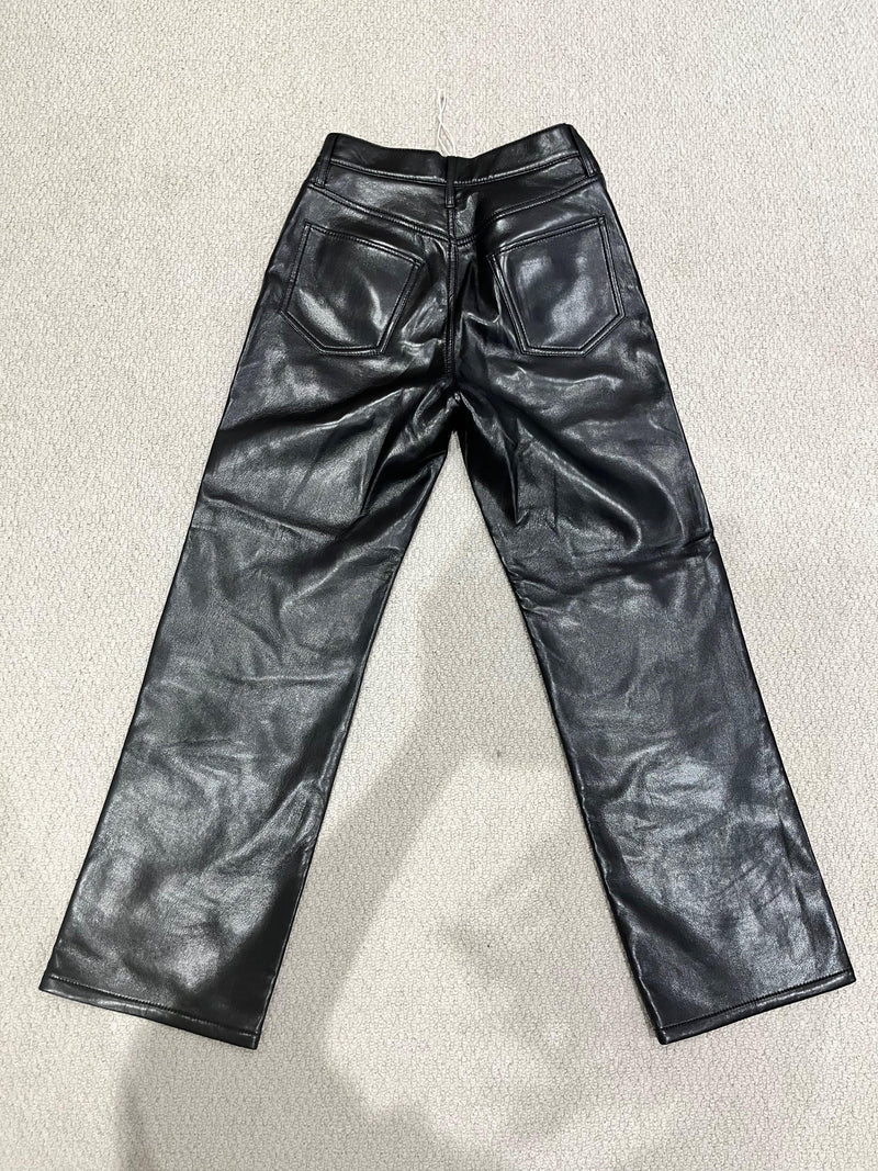Frame Black Leather Le Jane Cropped Trousers