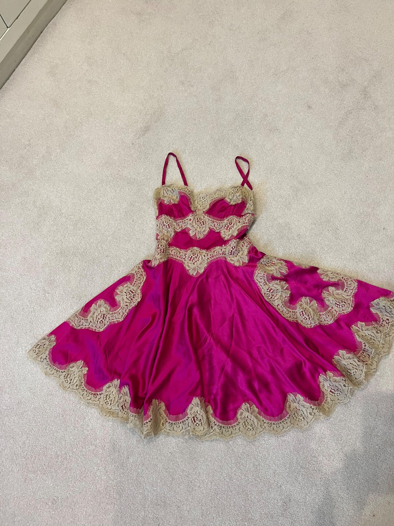Pink Silk And Lace Slip Dress