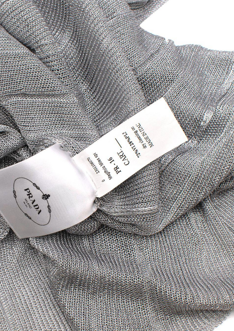 Prada Silver Lurex Plisse Gown