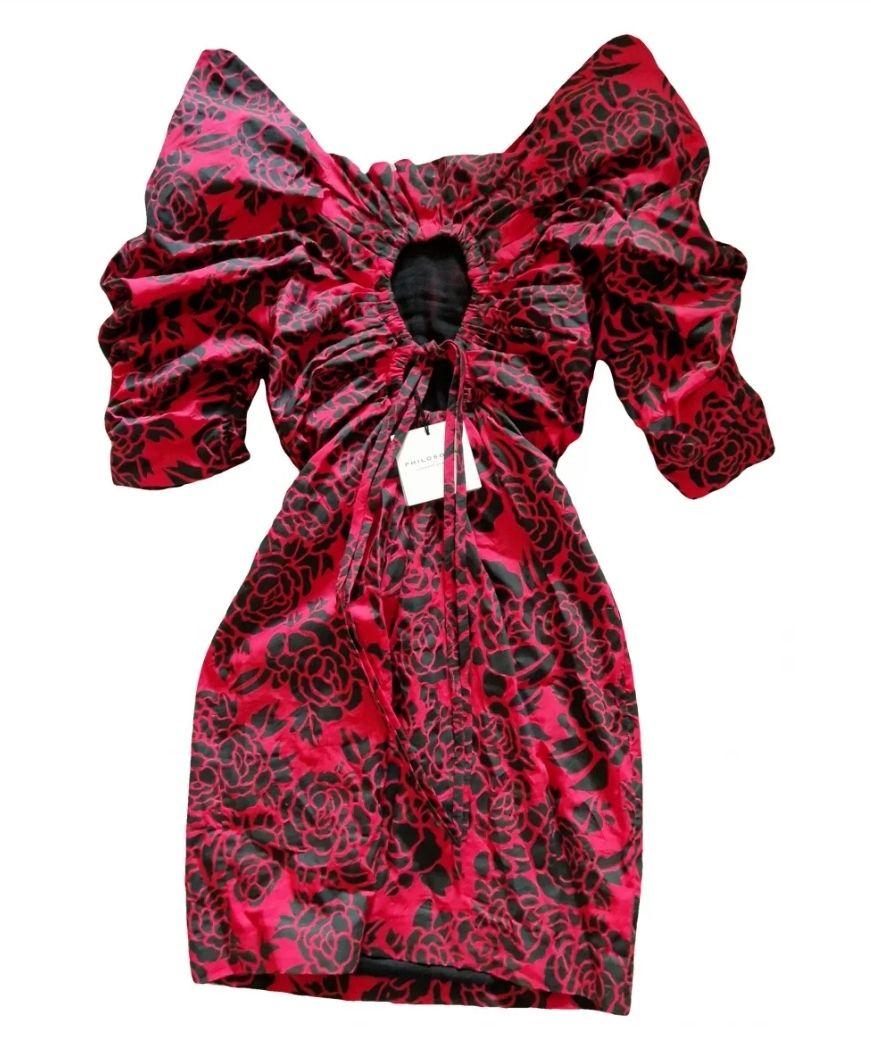 Red Floral  Cut Out Detail Mini Dress