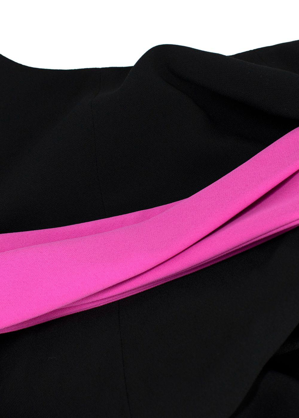 Balenciaga Black Crepe Top with Pink Tie Back