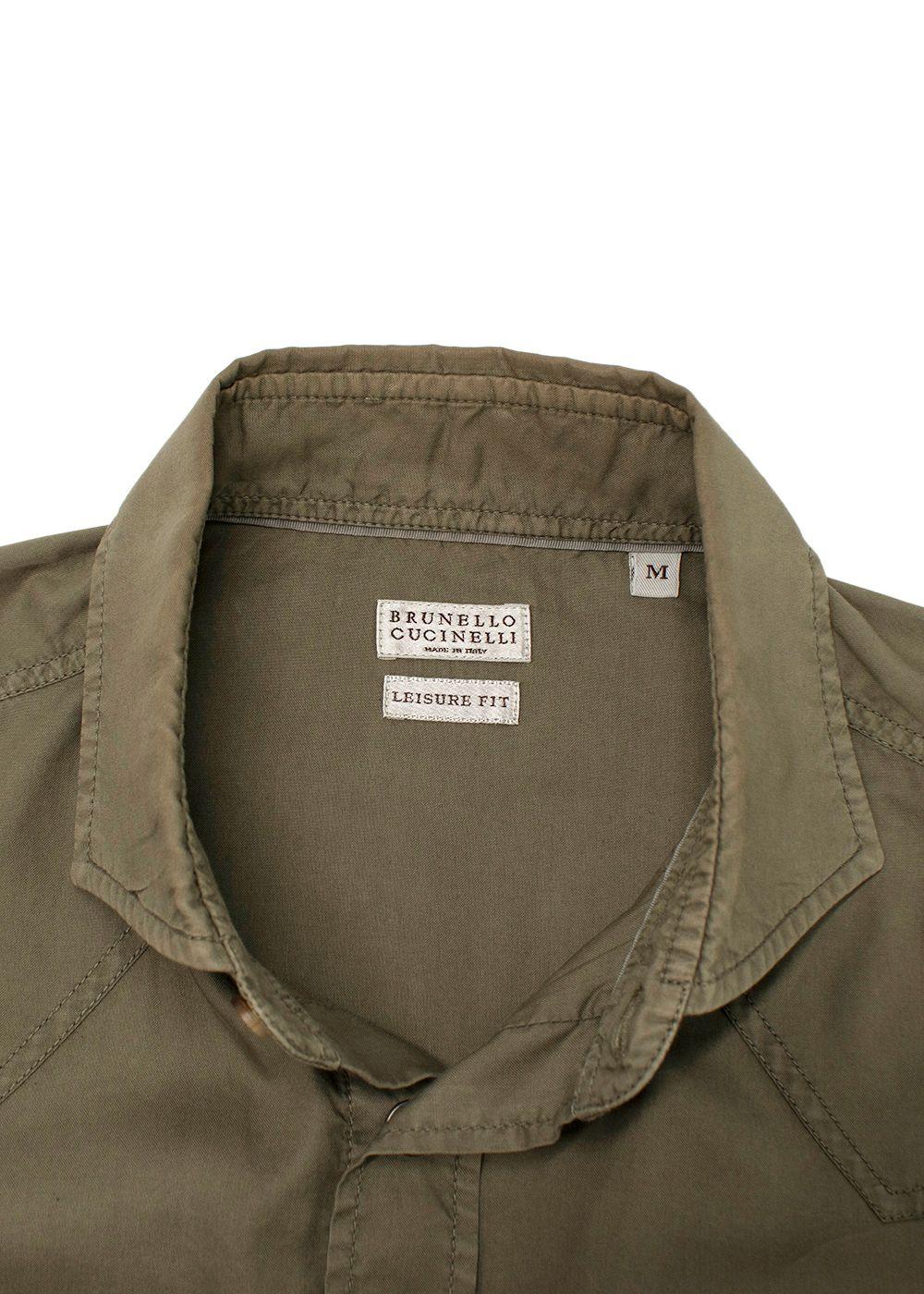Brunello Cucinelli Khaki Cotton Button-down Shirt