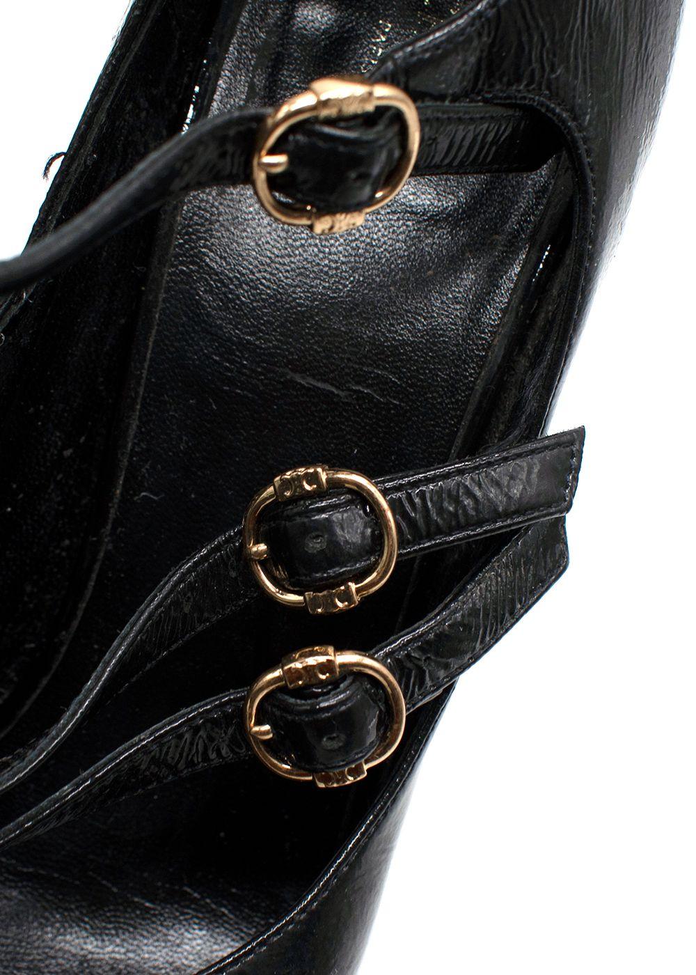 Celine Black Patent Platform Mary Jane Pumps