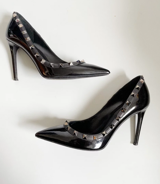 Valentino Rockstud Noir Patent Pumps