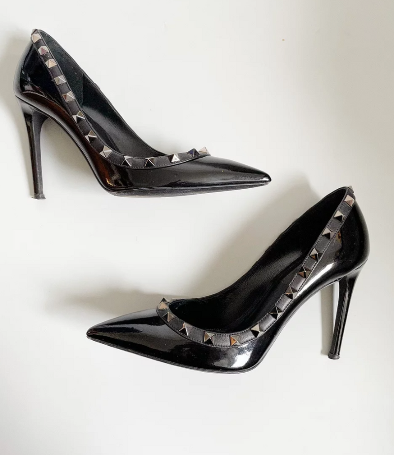 Valentino Rockstud Noir Patent Pumps