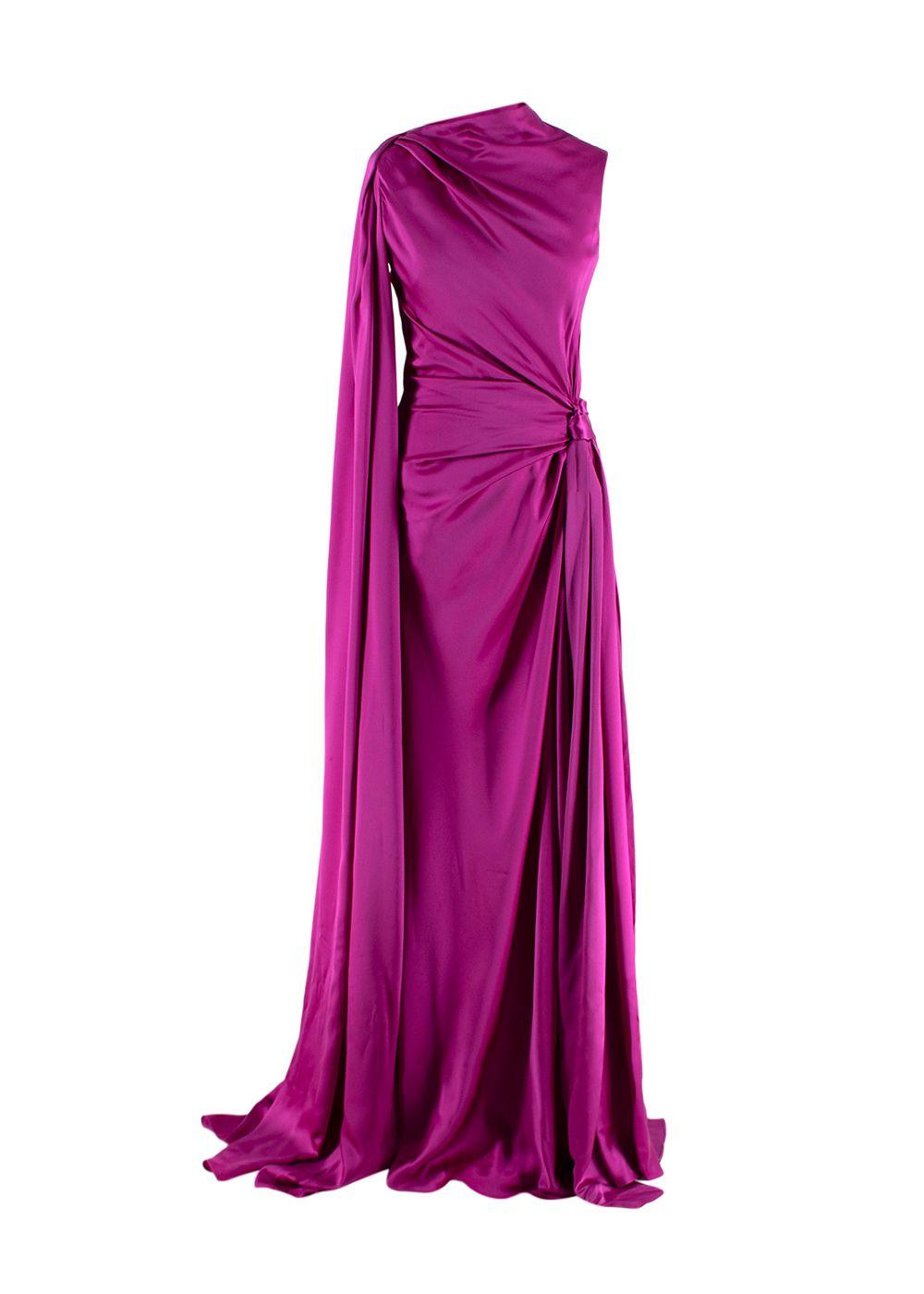 Roksanda Fushia Orien Asymmetrical Silk Draped Gown