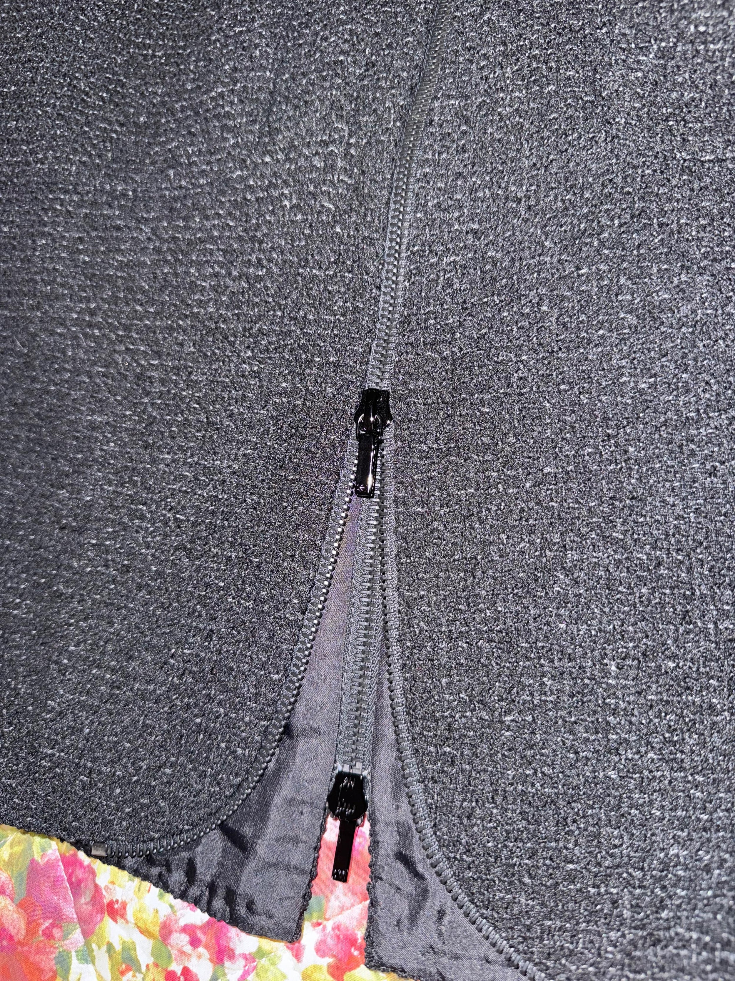 Black Tweed Zip Front Mini Skirt