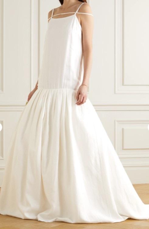 La Robe Amour Tie Detail Linen Jacquard Gown