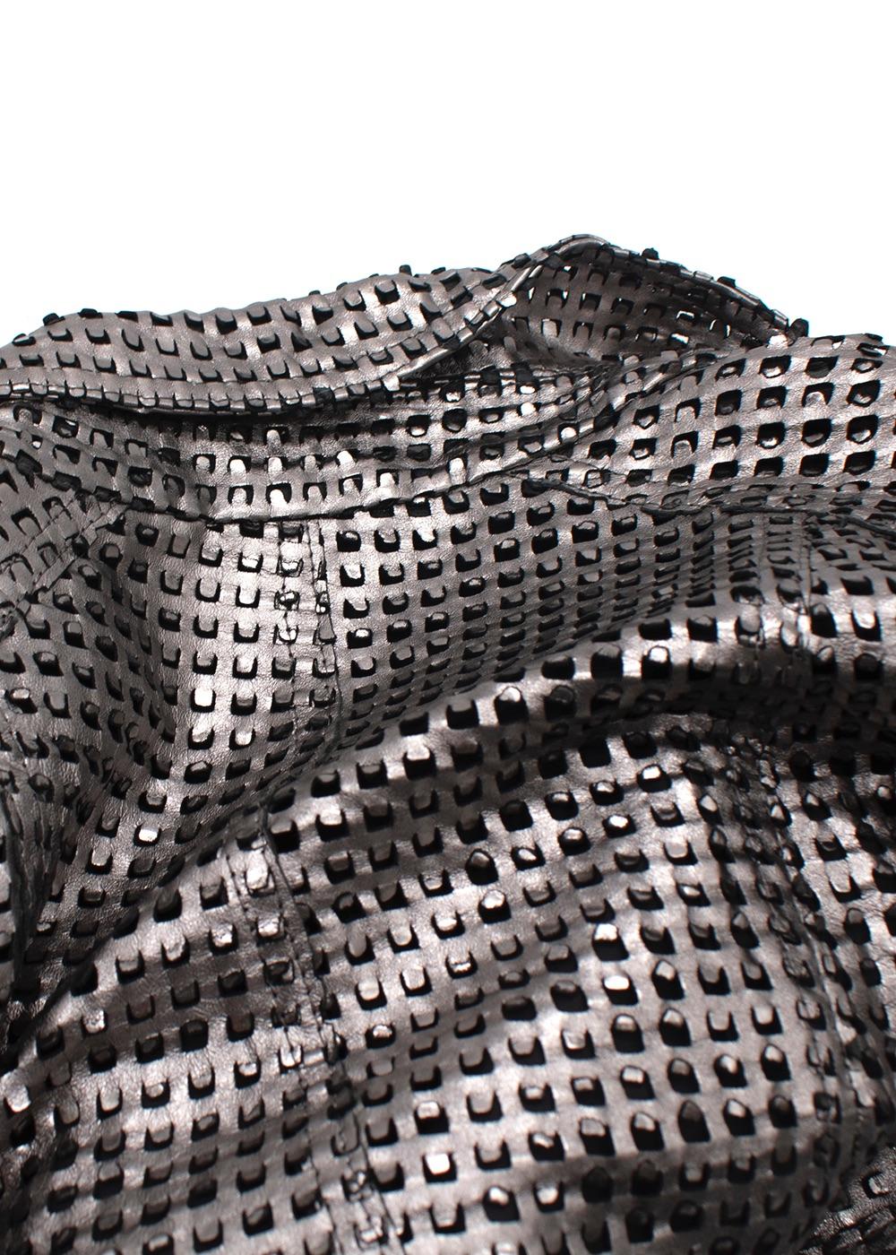 Drome Silver Perforated Biker Jacket