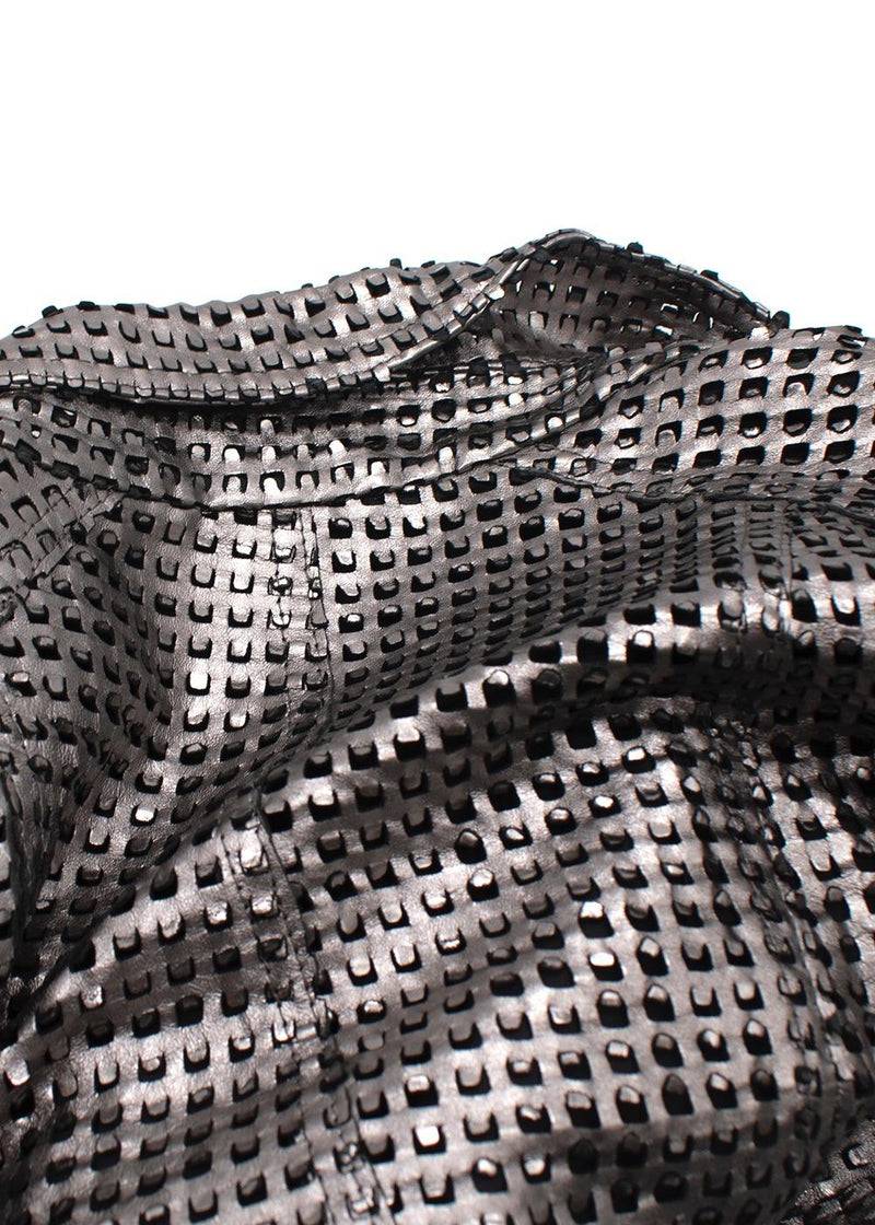 Drome Silver Perforated Biker Jacket