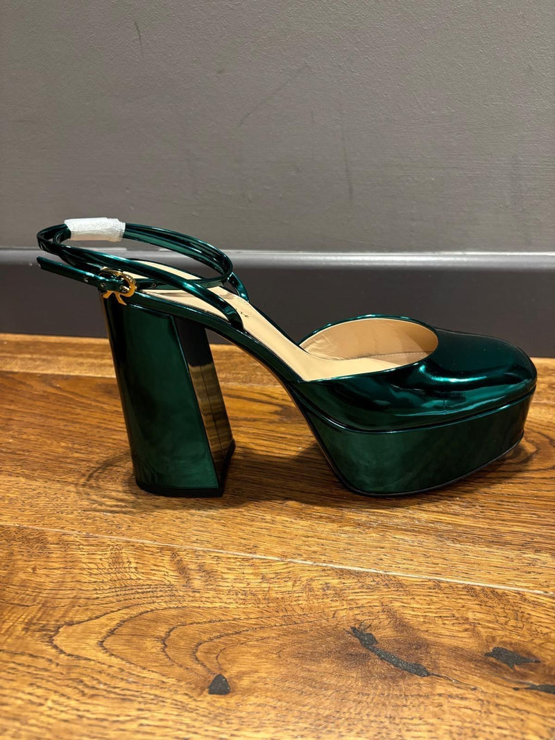 Gianvito Rossi Metallic Green Platform Sandals