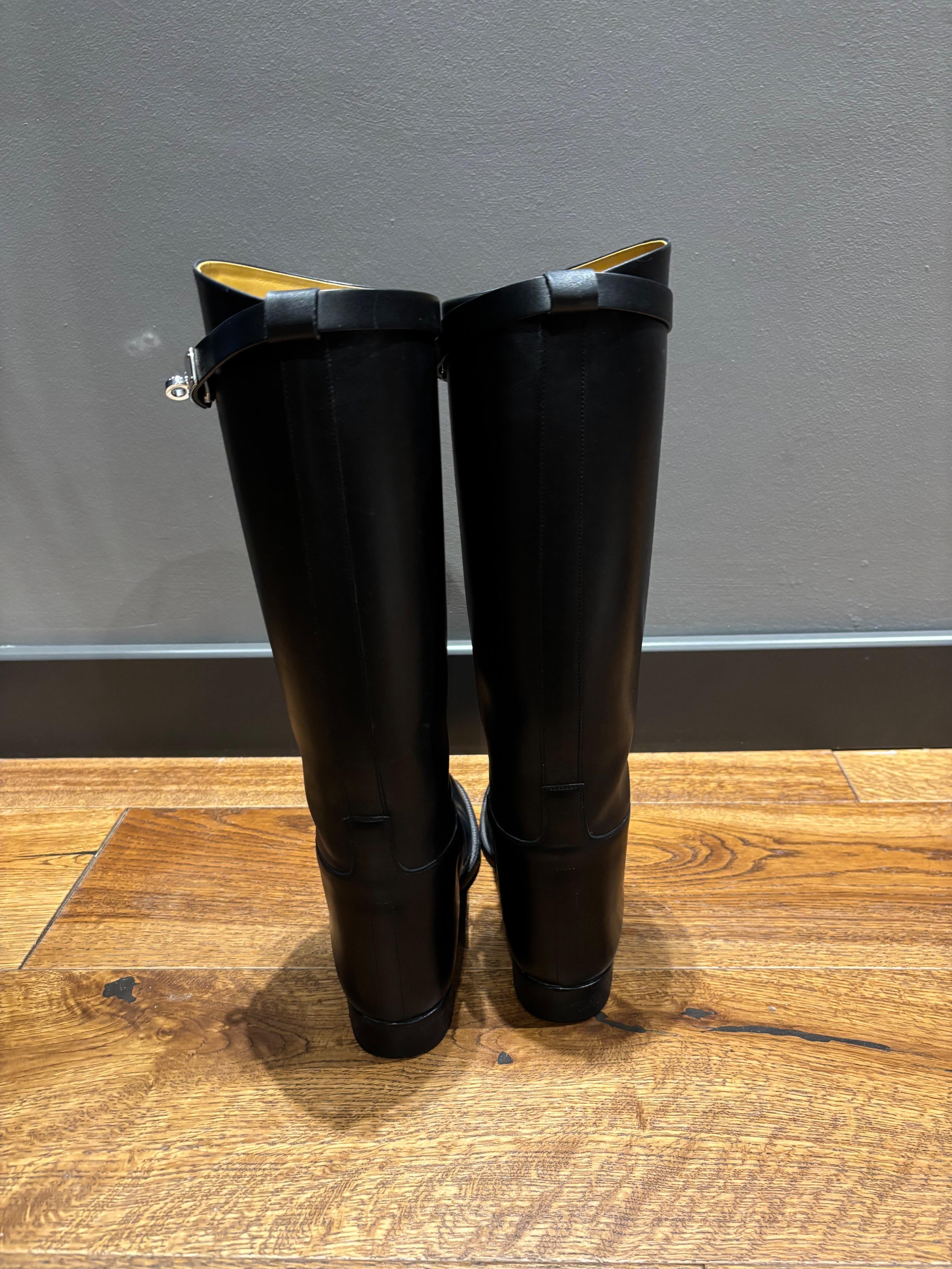 Hermes Black Leather Riding Boots