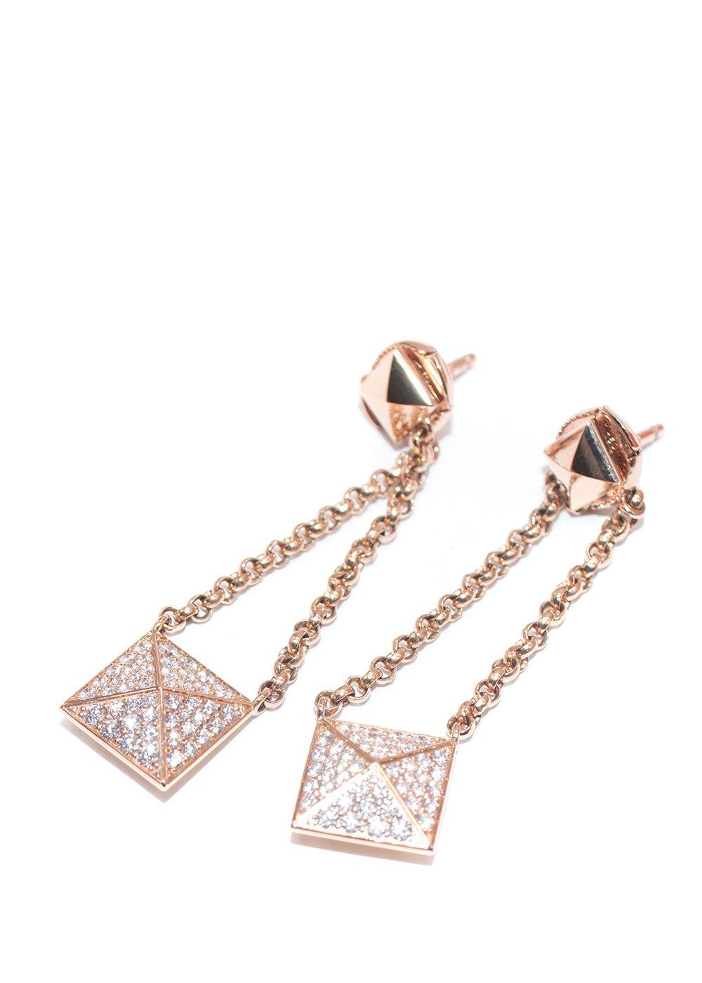Hermes Rose Gold Clou d'H dangle Earrings with Diamonds