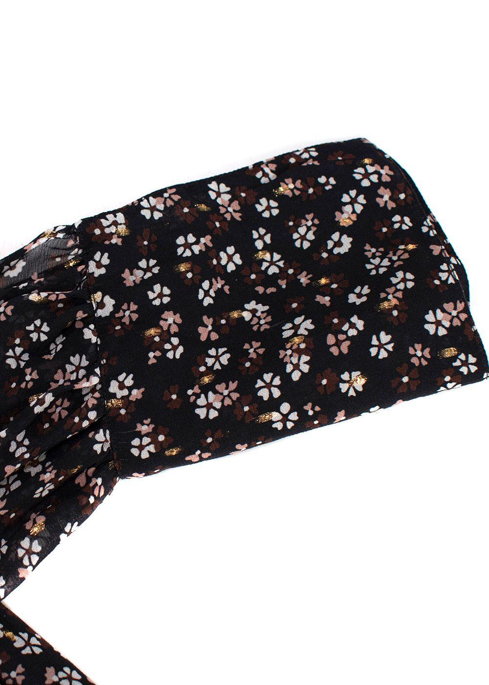 Altuzarra black floral long sleeved tiered dress