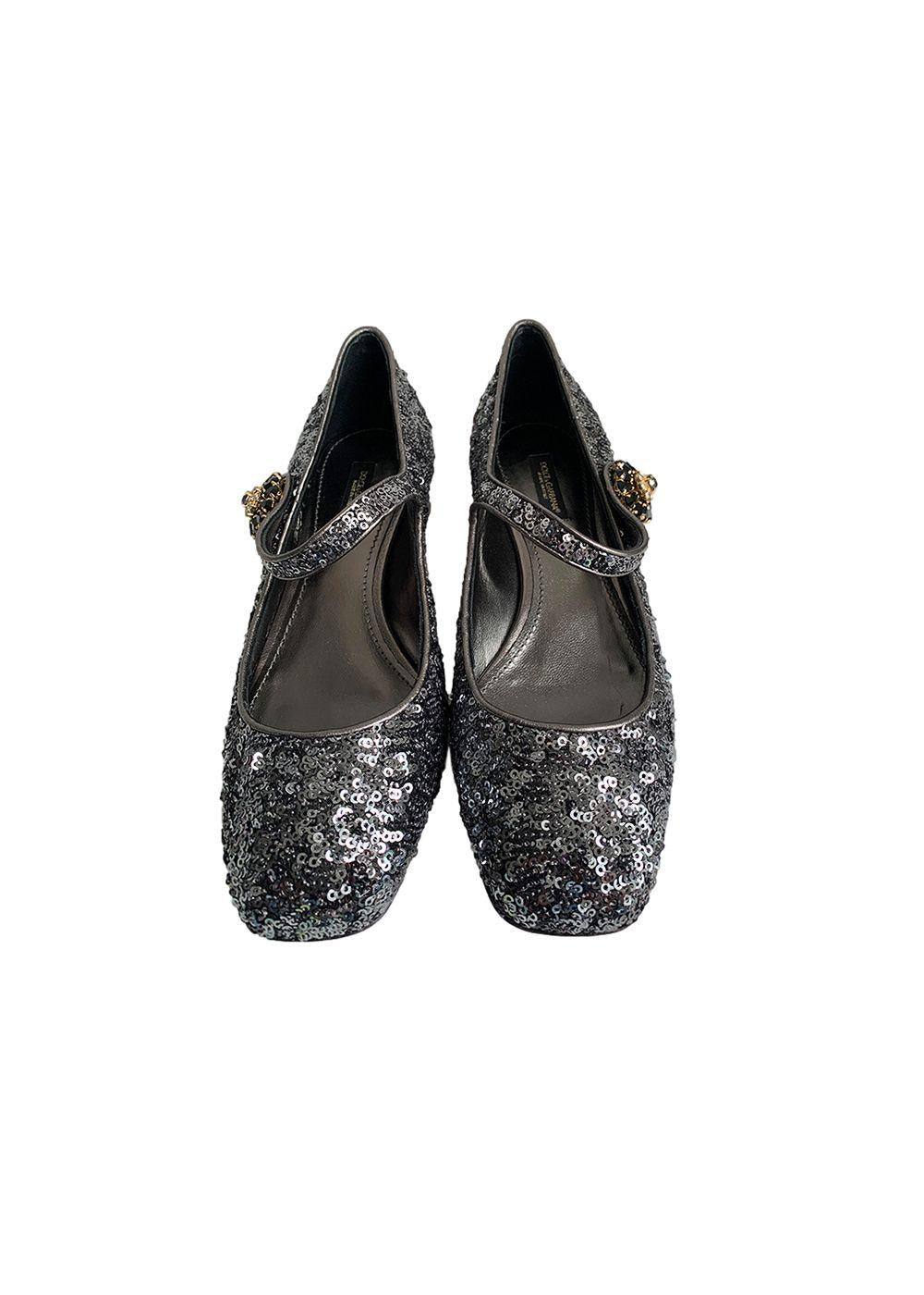 Sequin Embellished 30mm Mary-Jane Pumps