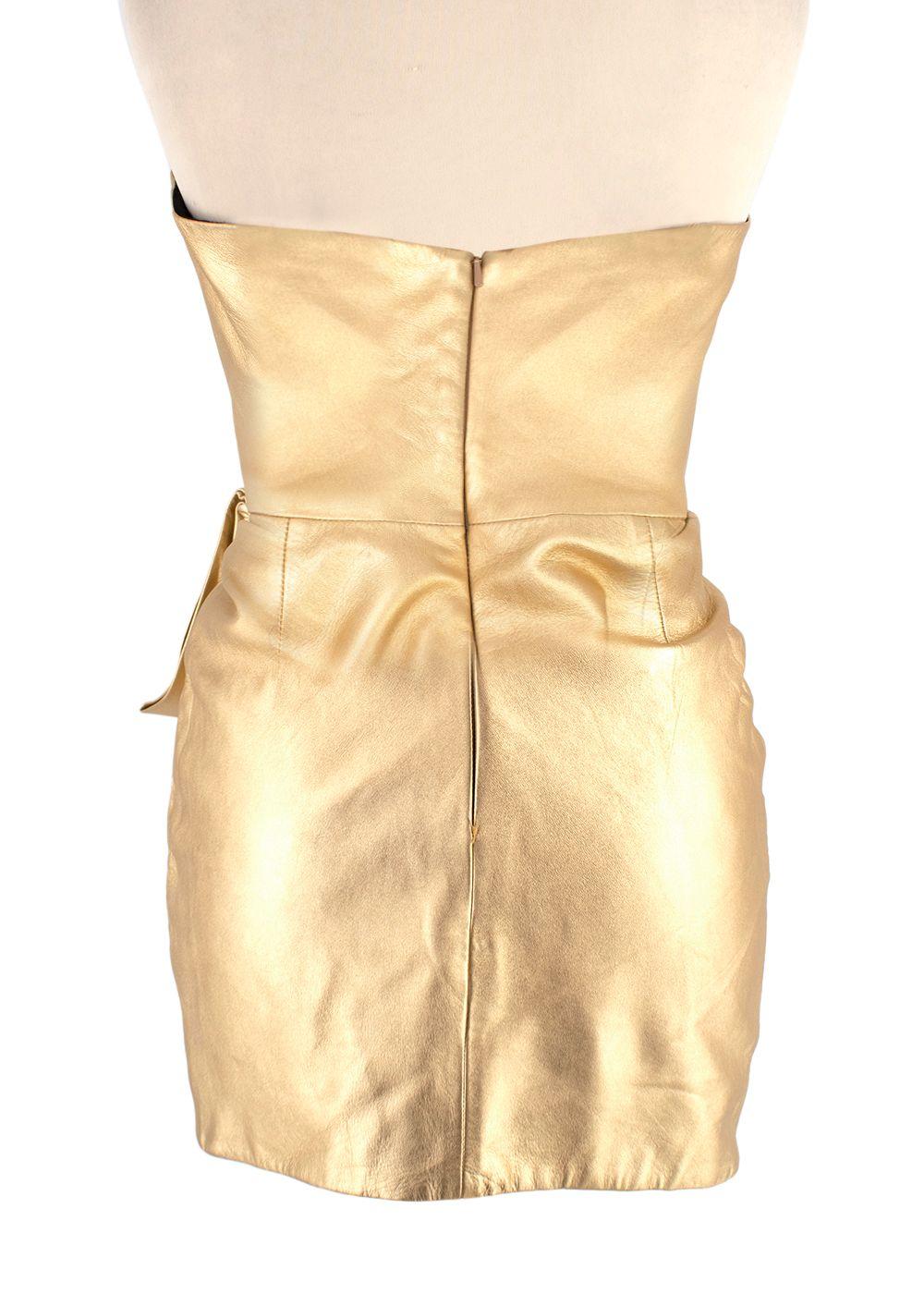 Dundas Strapless Ruched Metallic Leather Dress