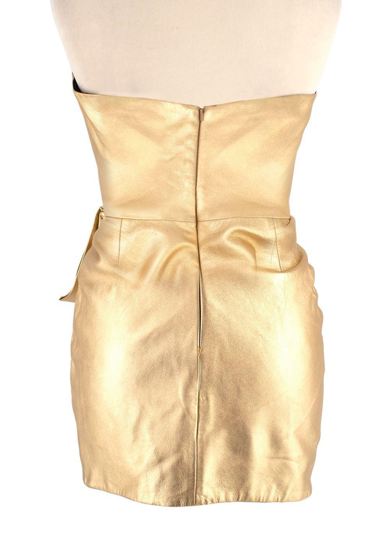 Dundas Strapless Ruched Metallic Leather Dress