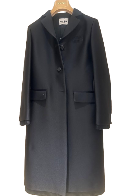 Miu Miu Black Wool  Midi Coat 2025