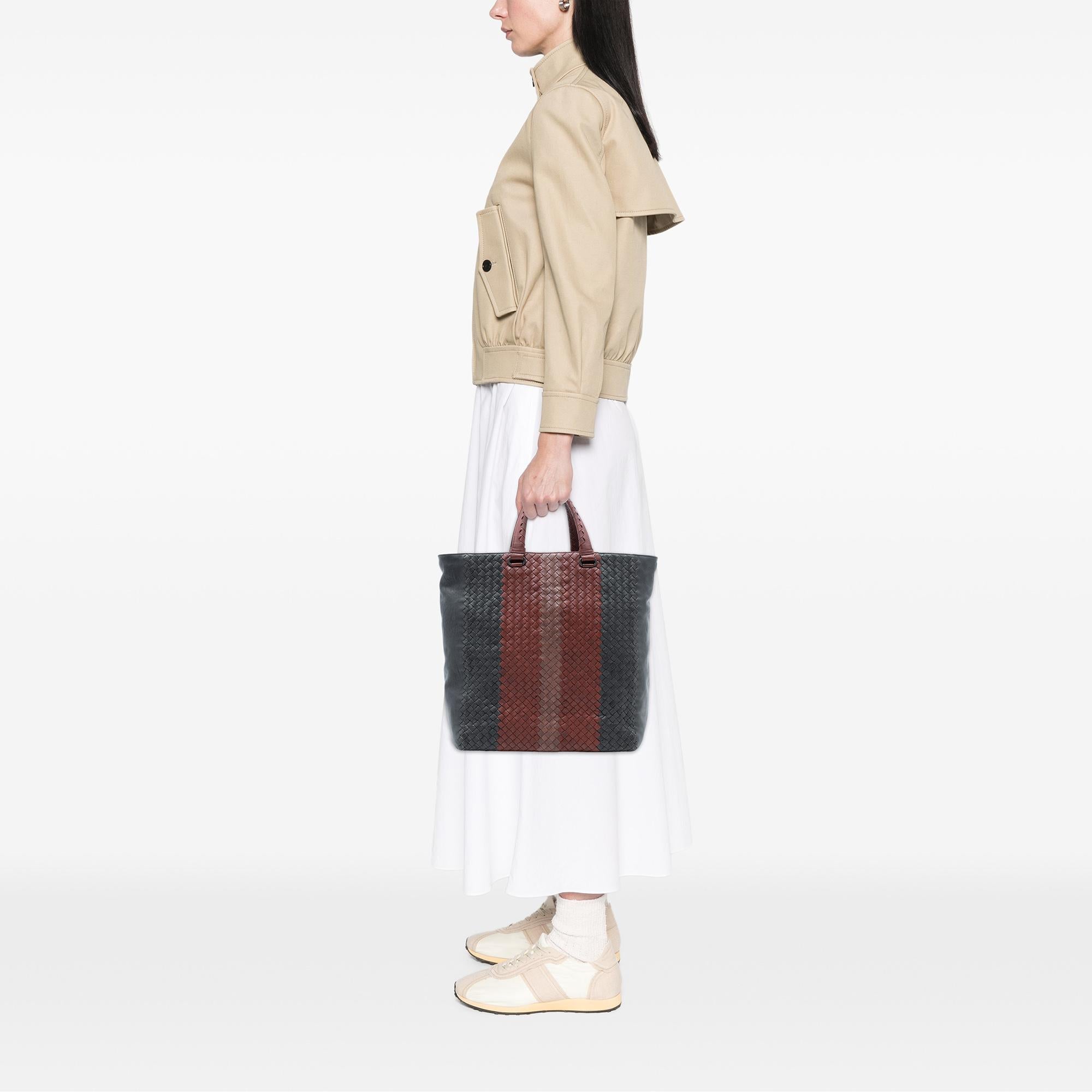 Bottega Veneta Grey Tricolor Nappa Intrecciato Convertible Tote
