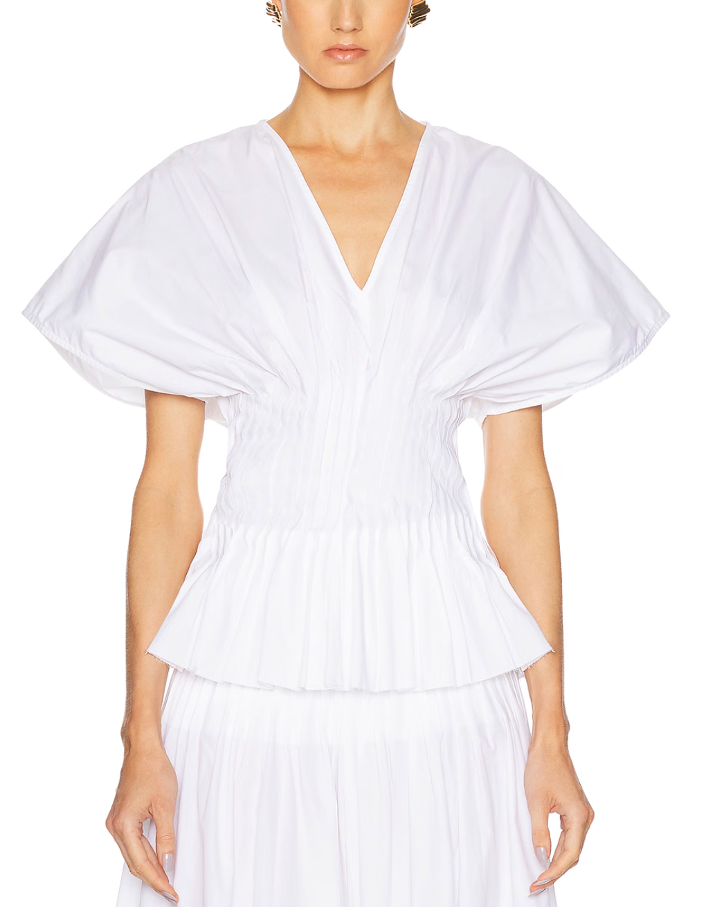 House of Dagmar Poplin V Neck Top