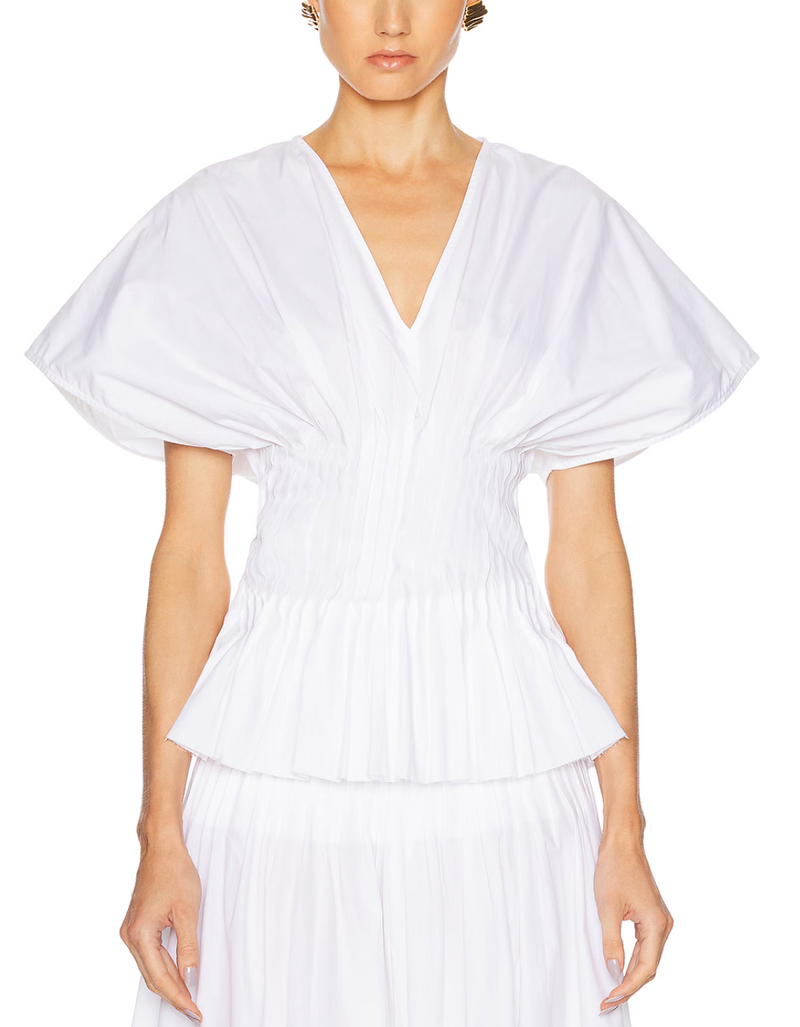 House of Dagmar Poplin V Neck Top