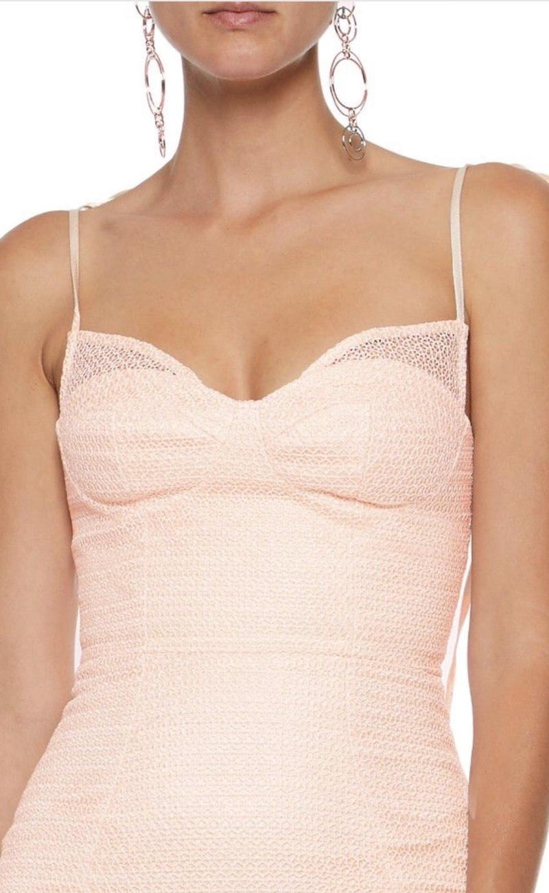 Rebecca Vallance Peach Crepe Midi Dress