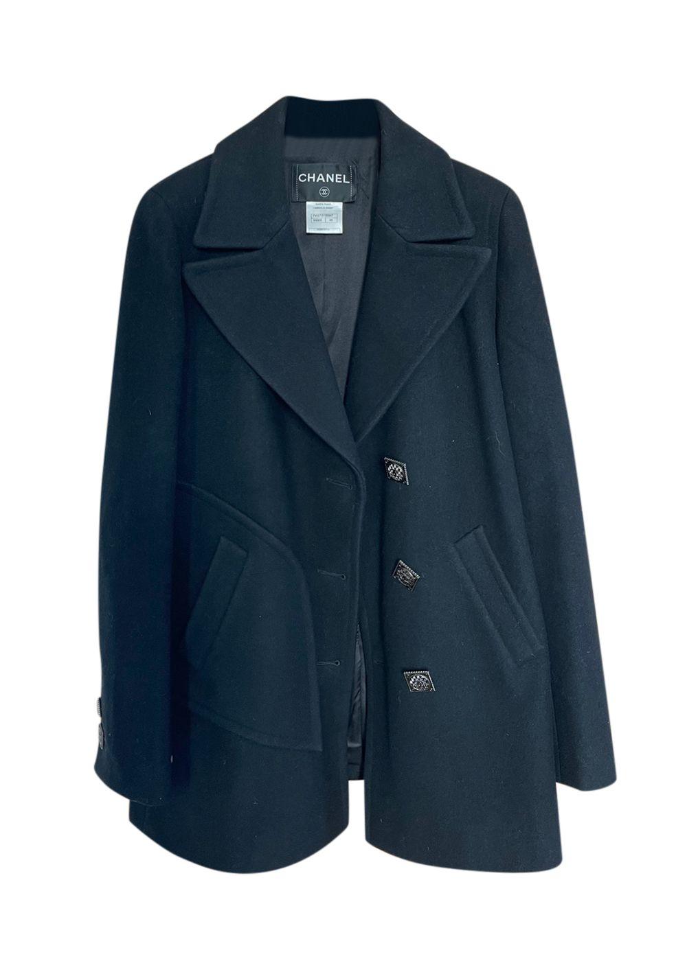 Chanel Black Wool Pea Coat