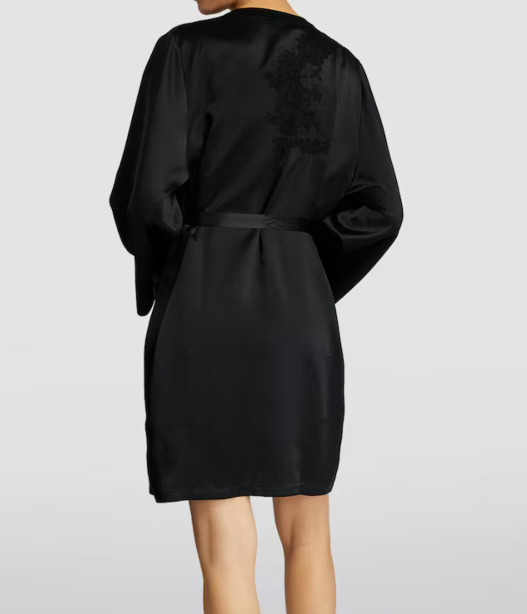 Marjolaine Silk Lace-Trim Robe