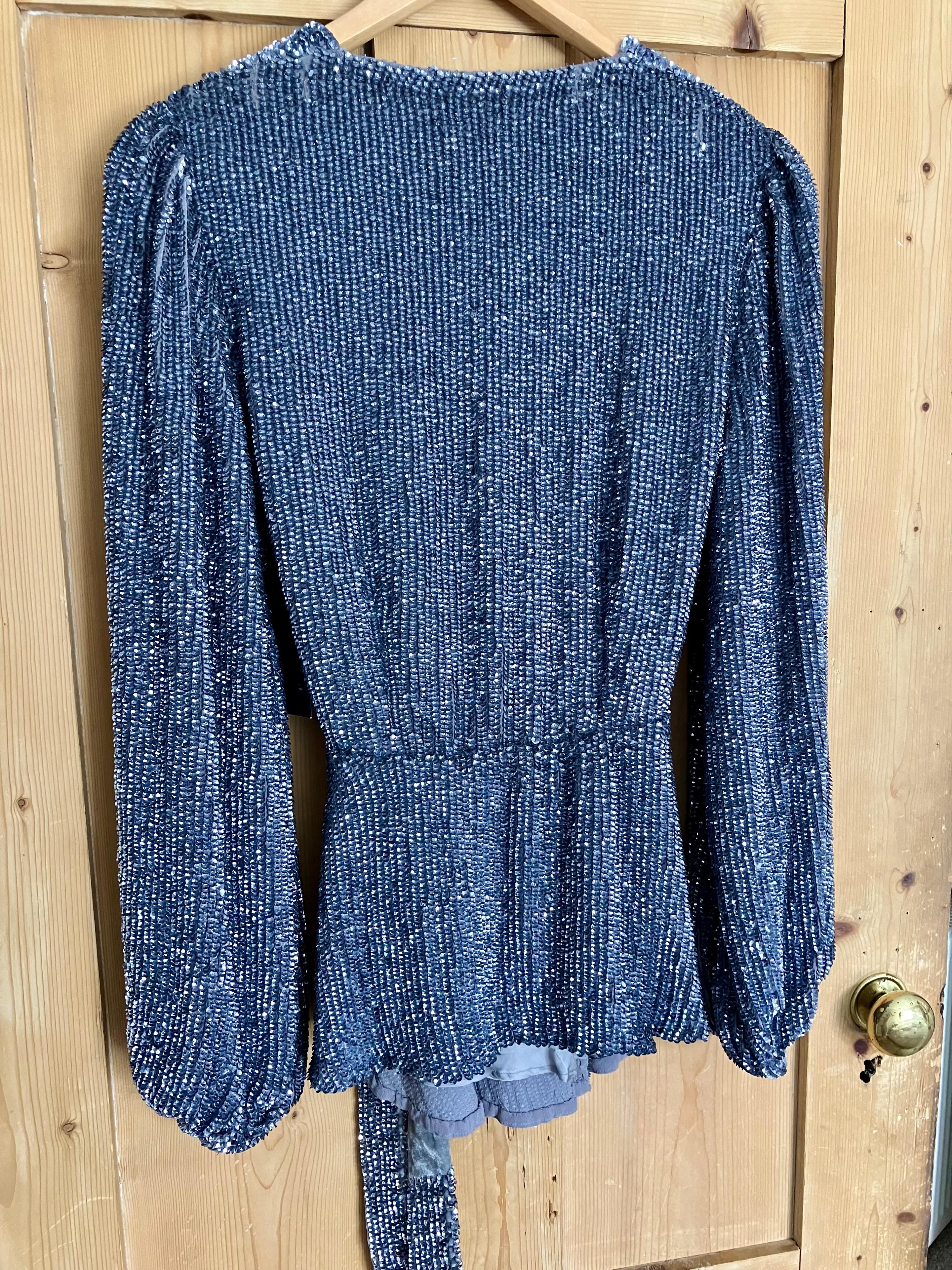 Retrofete Gun Metal Sequin Bette Blouse
