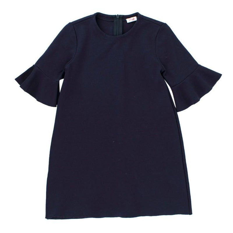 Il Gufo Girls 5Y Navy Ruffle Sleeve Dress