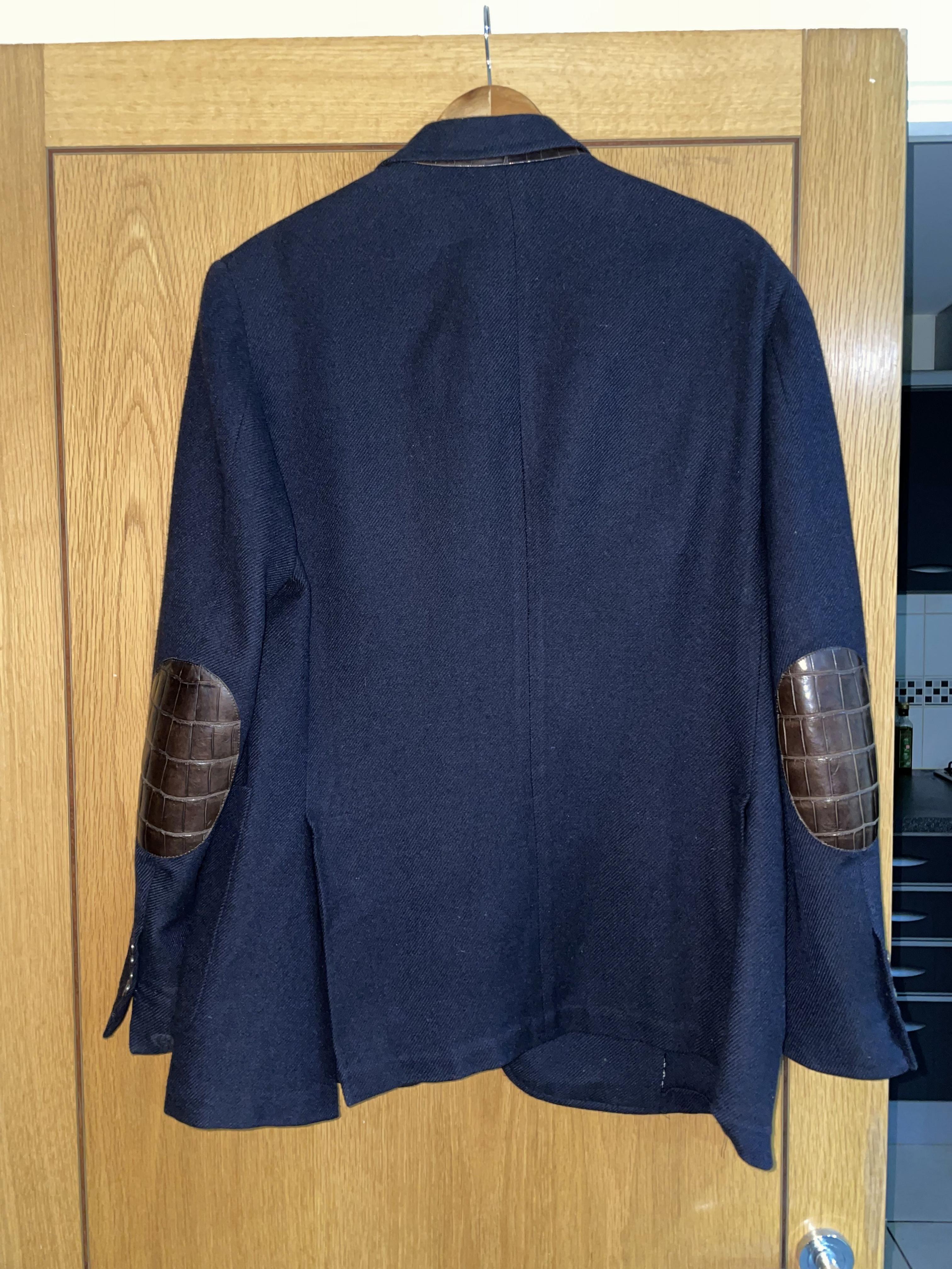 Franck Namani Croc Embossed Patch Detail Cashmere Jacket