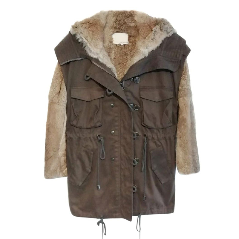 3.1 Phillip Lim Brown Parka With Rabbit Fur