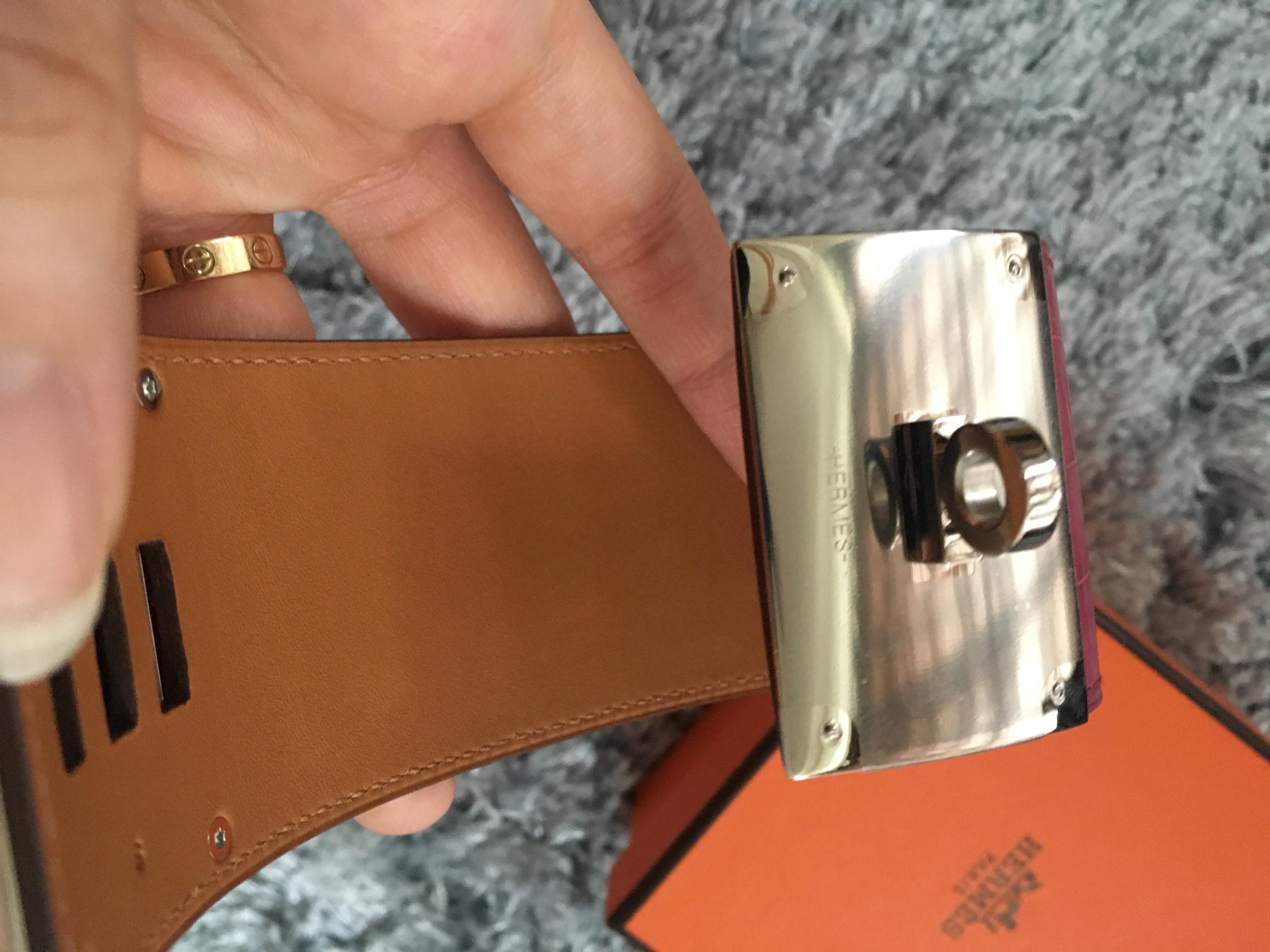 Hermes Rose Scheherazade Kelly Dog Cuff