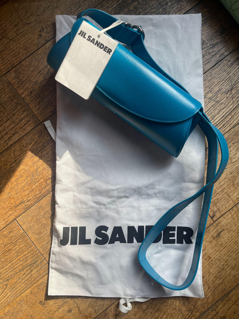 Turquoise Leather Cannolo bag