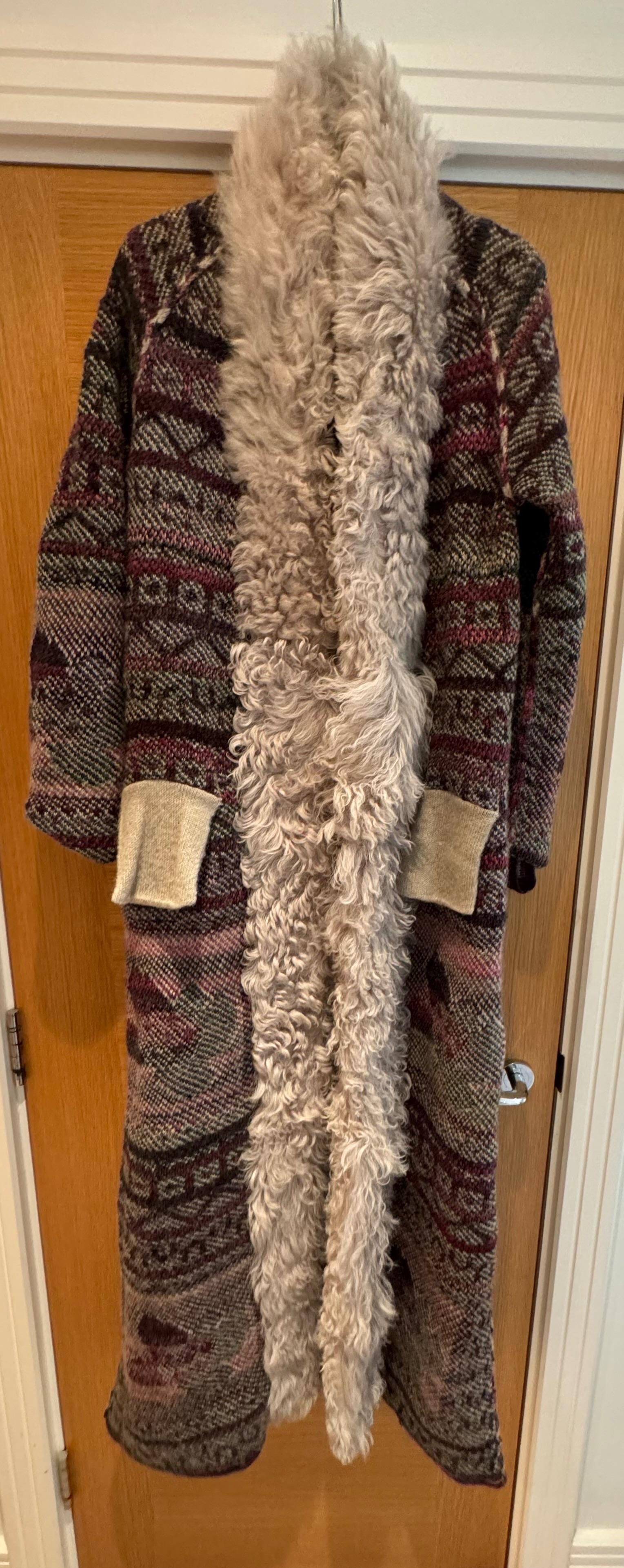 Chanel Printed Fur Trimmed Longline Cardigan