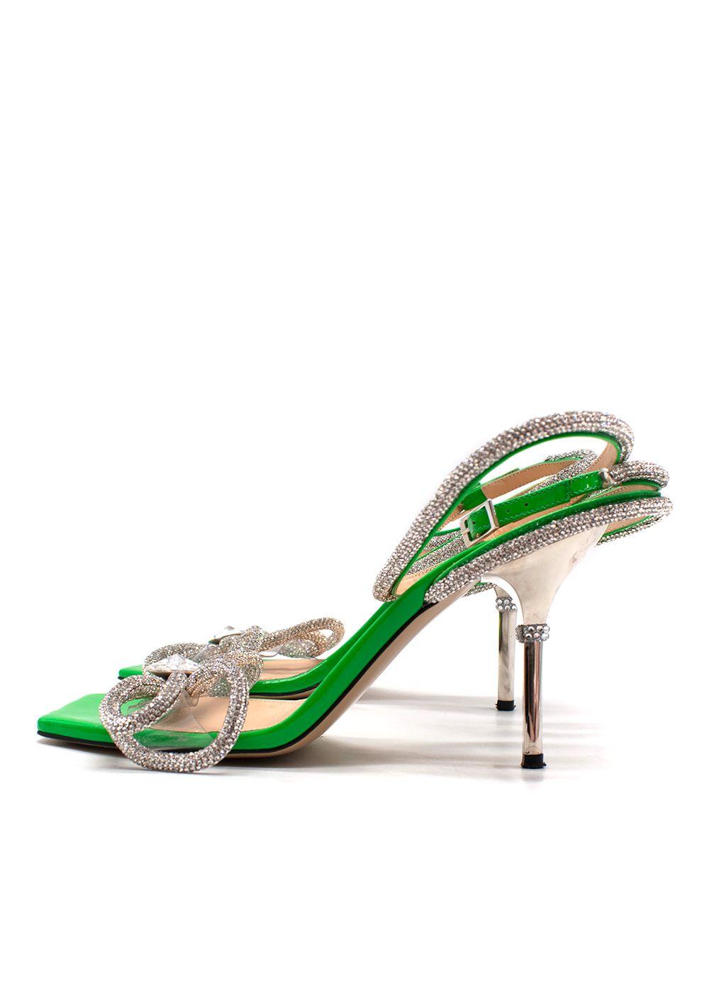 Mach & Mach Green Double Bow Crystal Pumps