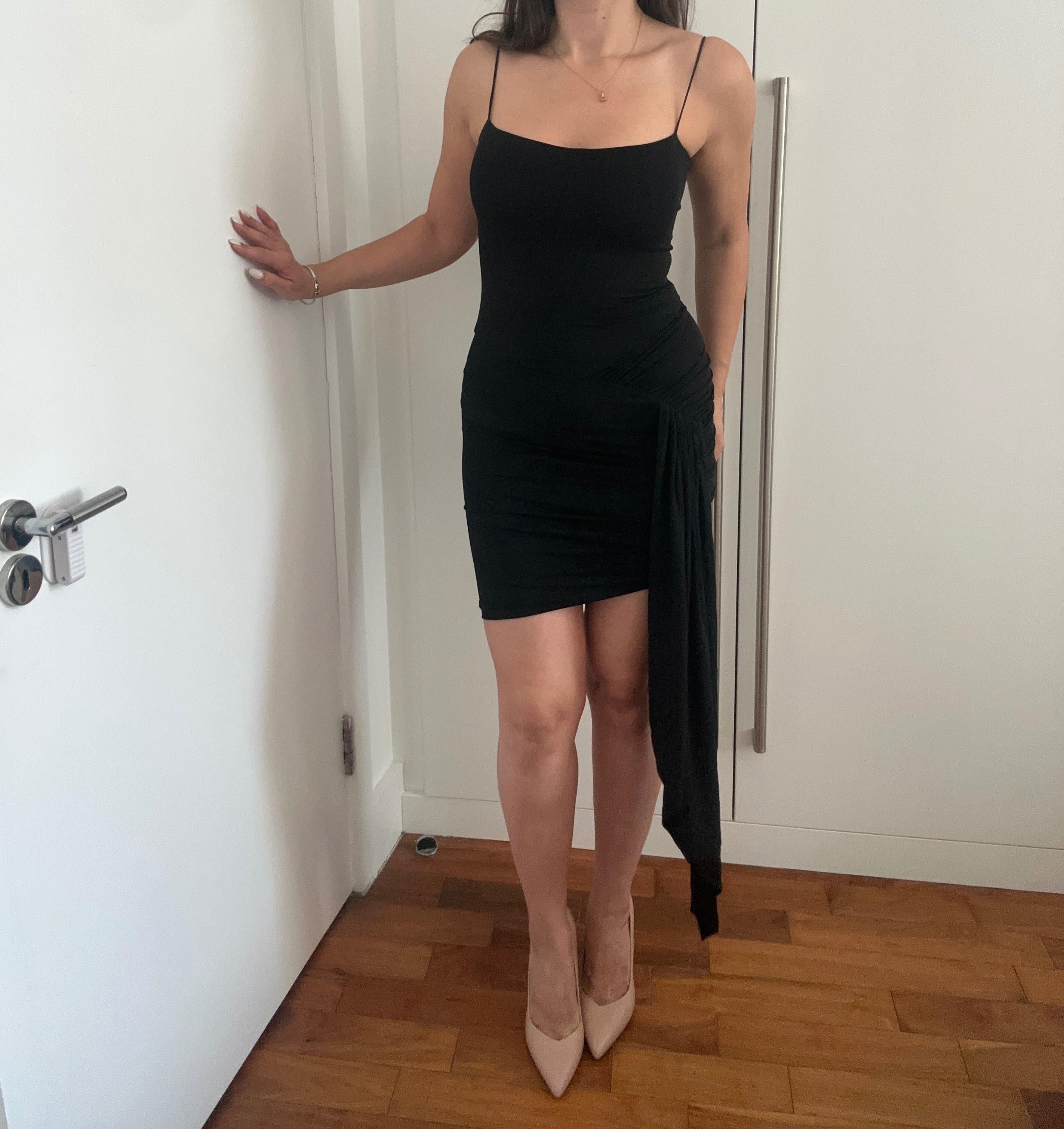 Alexandre Vauthier Draped Black Mini Dress