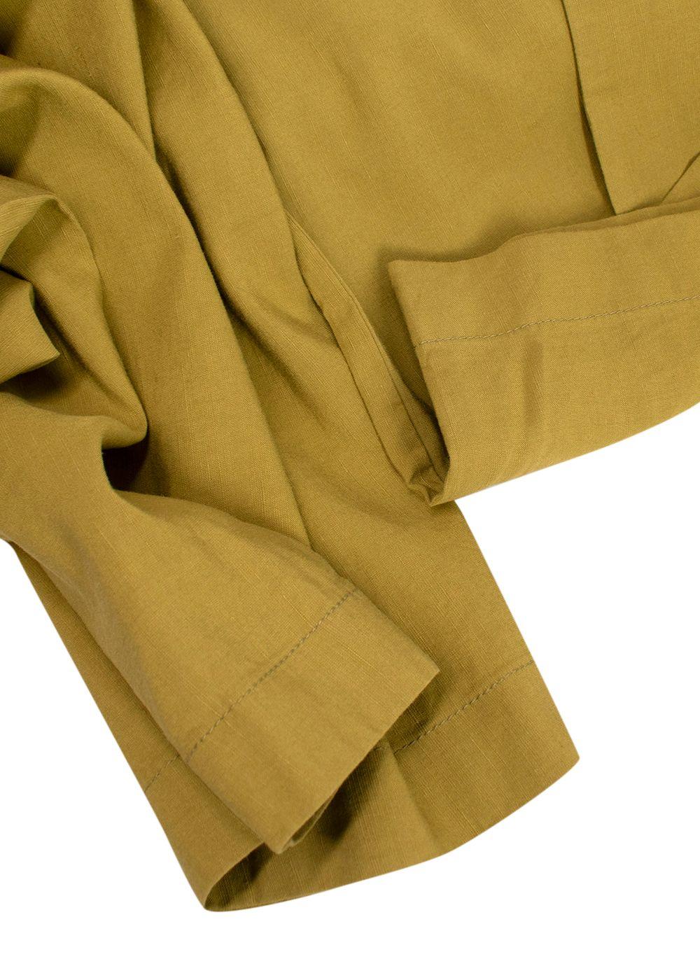 Momoni Olive Green Wide Leg Linen Trousers