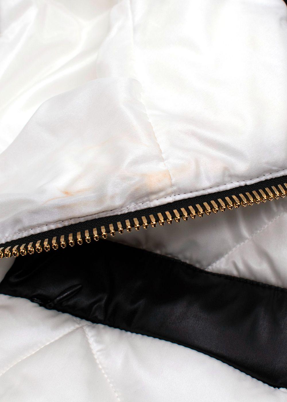 Balmain Black and White Belted Puffer Jacket