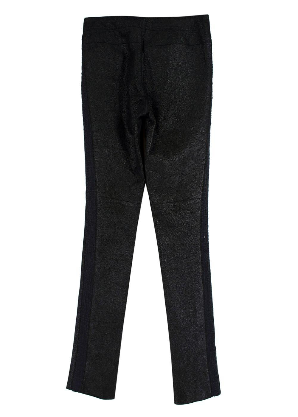 Chanel Black Coated Lambskin Leather Pants