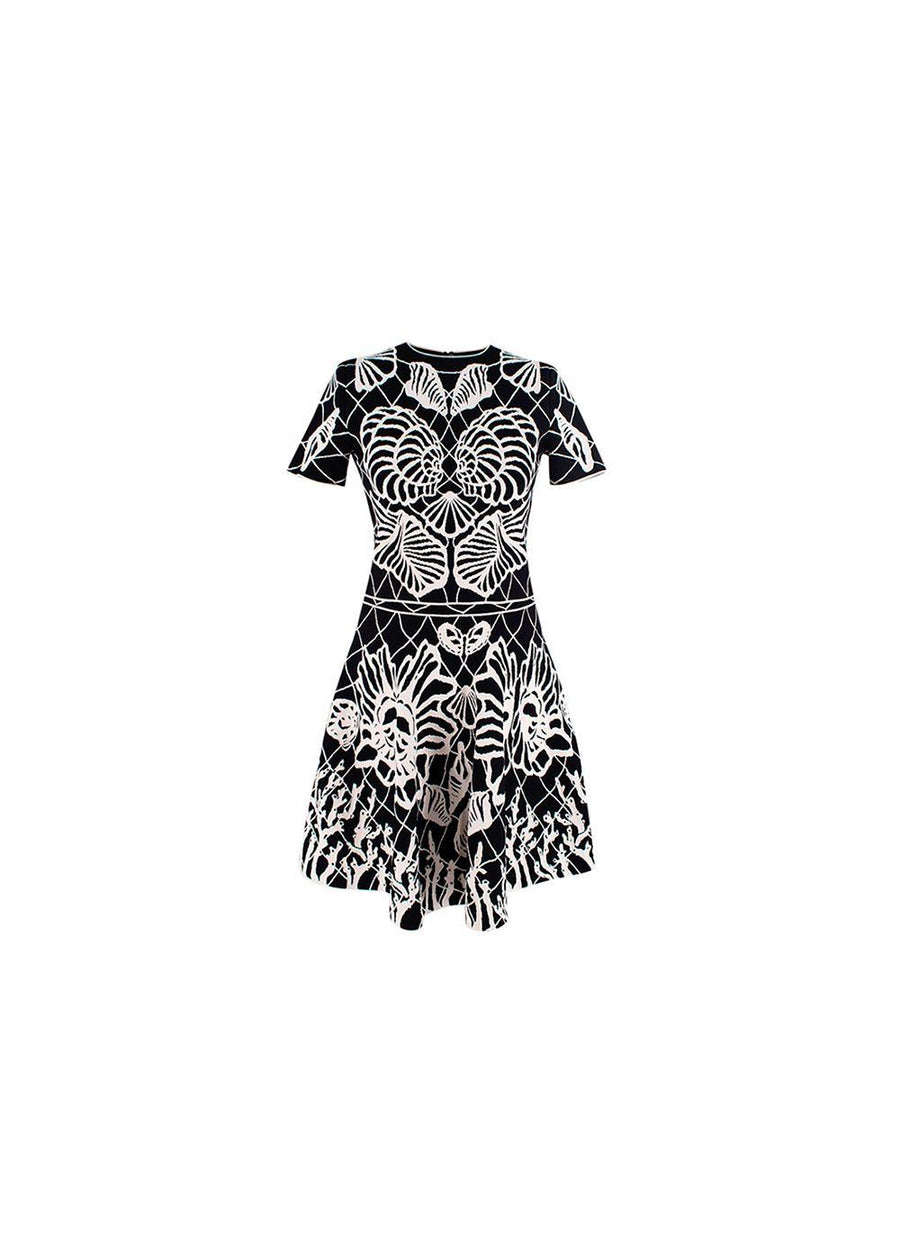 Alexander McQueen Black & White Shell Intarsia Knit Top & Skirt